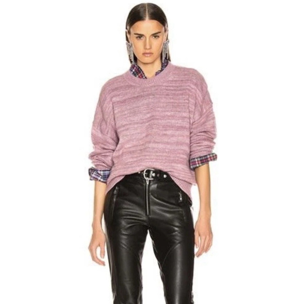 ISABEL MARANT Size 38 S/M Gatliny ALPACA WOOL‎ LINEN Sweater Pink Mauve Pullover